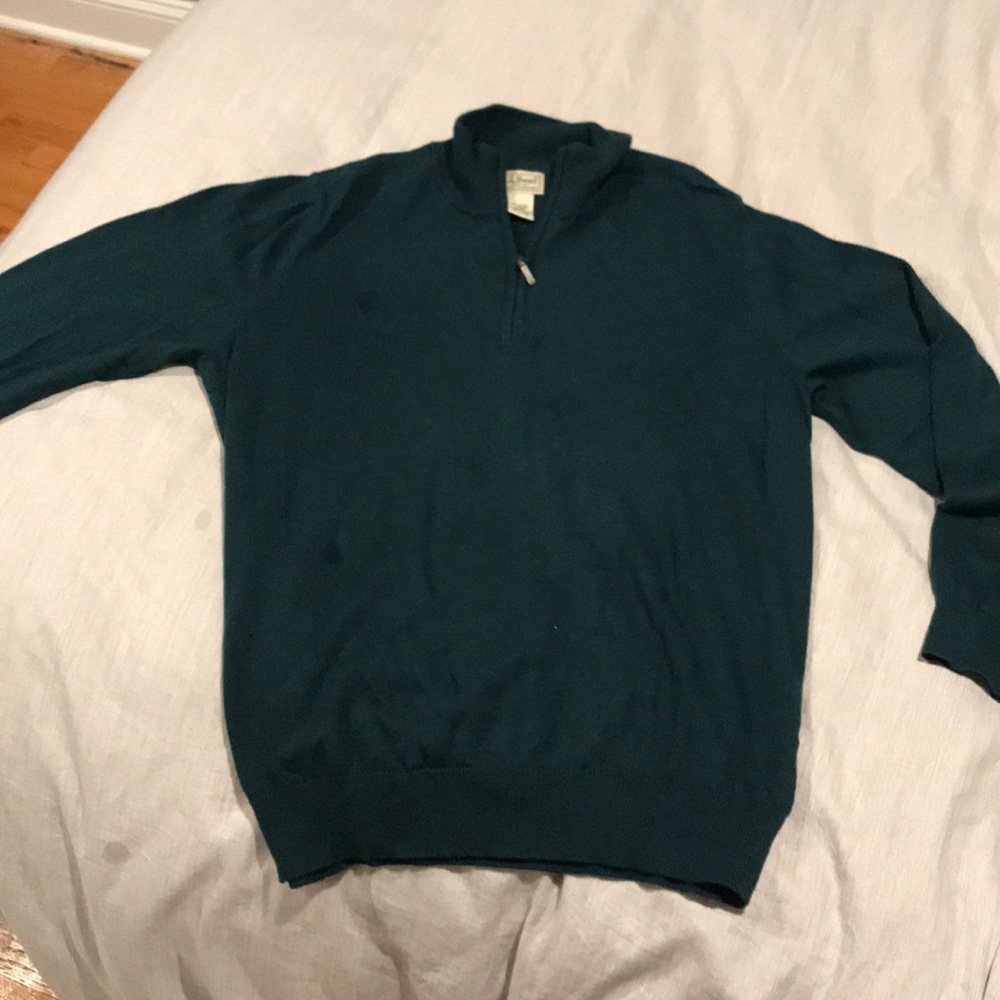 L.L. BEAN dark green 1/4 zip sweater